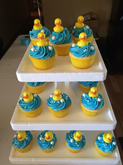 Ducky Baby Shower Ideas, Rubber Ducky Baby Shower Ideas, Duck Birthday Theme, Rubber Ducky Cake, Duck Cupcakes, Rubber Ducky Birthday, Ducky Baby Showers, Duck Cake, Ducky Baby Shower