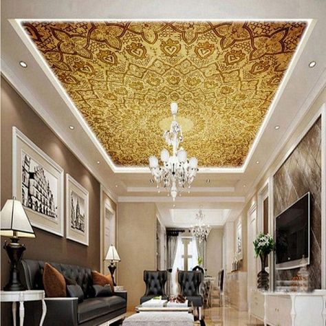 Home Theater Ceiling, Theater Ceiling, Media Room Decor, Wallpaper House Design, Ceiling Mural, Theater Room Decor, Brown Living Room Decor, Decoration Backdrop, Design Ceiling