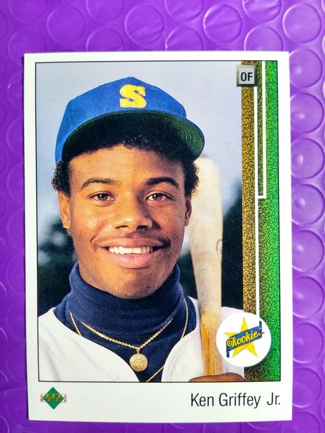 1989 Upper Deck Ken Griffey Jr Rookie Card #1 NRMT condition Great Graduation Gift or Fathers Day Gifts Pride in Service Collage Memories, Baseball Card Values, Star Trek Posters, Mariners Baseball, Old Baseball Cards, Ken Griffey Jr, Baseball Posters, Ken Griffey Jr., Griffey Jr