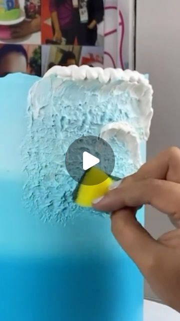 Easy Beach Birthday Cake, Cakes Videos Decorating, Easy Beach Theme Cake, How To Make Waves On A Cake, Beach Cakes Ideas, Pretty Birthday Cakes For Men, Two The Sea Birthday Cake, Buttercream Waves On Cake, Ocean Cake Design