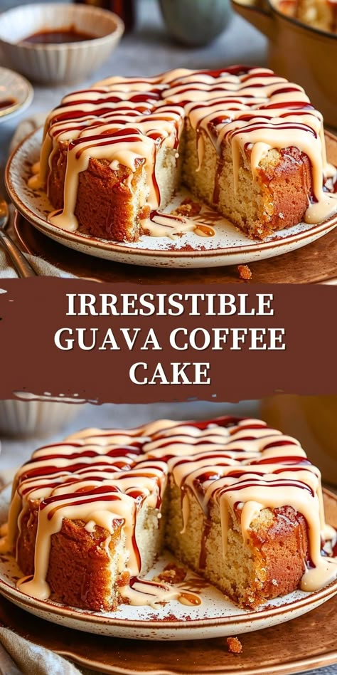 Irresistible Guava Coffee Cake Recipe Cake With Guava Filling, Guava Coffee Cake, Guava Cream Cheese Pound Cake, Pineapple Coffee Cake Recipes, Mexican Coffee Cake, Guava Paste Uses, Guava Desserts Easy, Guava Dessert Recipes, Guava Recipes Healthy