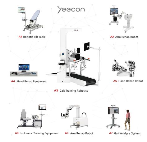 Among all these rehabilitation robotics and equipment, which one of them fits your rehab clinic the best? Contact: yikangexporttrade@163.com Whatsapp: +86 189 9831 9069 #rehabilitation #rehabilitationrobotics #rehabequipment #physicaltherapy #PT #rehabclinic #rehabcenter #kinesiotherapy Gait Training, Rehabilitation Equipment, Tilt Table, Set Design Theatre, Rehab Center, Home Gym Design, Industrial Park, Clinic Design, Gym Design