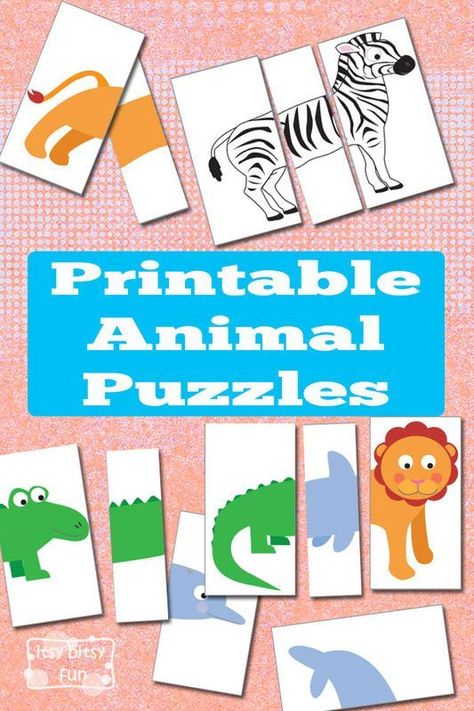 Printable Busy Bag - Animal Puzzles. Super cute DIY activity for kids. Animal lovers will enjoy this easy game idea. Busy Bag Ideas, Animal Yoga, Zoo Theme, Animal Printables, Quiet Time Activities, Busy Boxes, Quiet Activities, Printable Animals, Folder Games