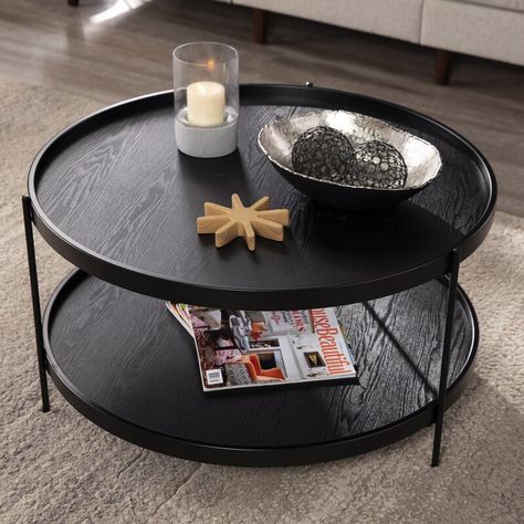 2 Tier Coffee Table, Black Coffee Table, Round Cocktail Tables, Coffee Table With Shelf, Round Wood Coffee Table, Storage Wood, Black Coffee Tables, Truro, Modern Rustic Interiors