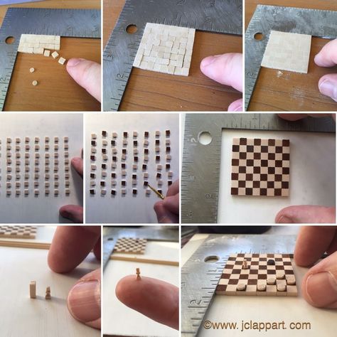 Mini Chess Board, Mini Board Games, Popsicle Stick Diy, Miniature Making, Accessoires Barbie, Finding A New Hobby, Miniatures Diy, Checker Board, Wood Chess