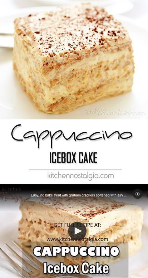 Ful Recipe, Cream Deserts, Cappuccino Cake, Ice Box Cakes, Icebox Desserts, Ice Box Cake, Icebox Cakes, Icebox Cake Recipes, Box Cakes