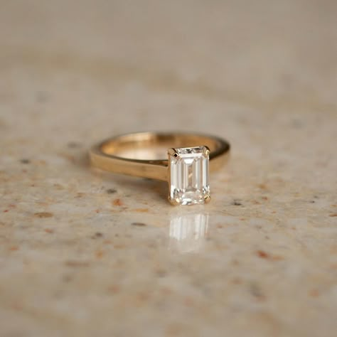 Gold House, Moissanite Vs Diamond, Emerald Birthstone, Ring Rosegold, Emerald Cut Moissanite, Classic Engagement, Emerald Engagement Ring Cut, Yellow Gold Engagement, 18k Gold Ring