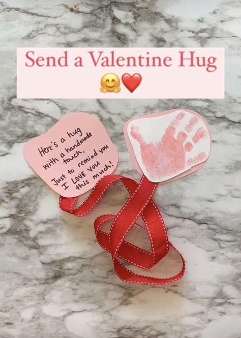 Valentine Craft For Parents From Toddler, Kids Craft Valentines Day, Send A Hug Craft For Kids, Homemade Valentines Day Cards Toddler, Valentine’s Day Ideas With Toddlers, Valentines Gift Preschool Kids, Valentine’s Day Crafts For Toddlers Footprint, Diy Valentines Cards Toddler, Valentines Day Prek Crafts