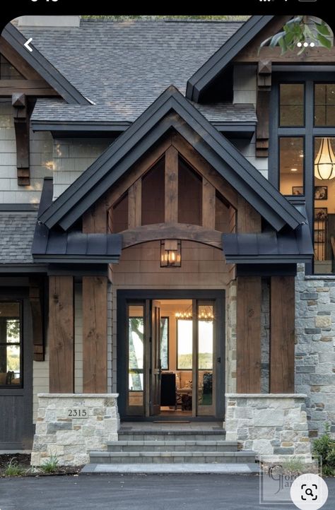 Mountain Home Exterior, Lake Houses Exterior, Aesthetic Interior Design, Rustic Exterior, Craftsman Exterior, Cabin Exterior, Cottage Exterior, Mountain House Plans, Modern Craftsman