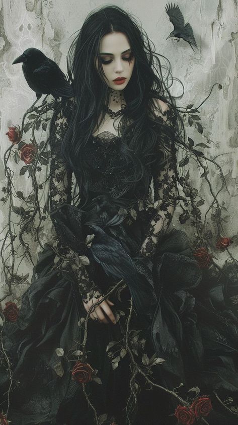 dark bride Dark Dramatic Aesthetic, Gothic Queen Aesthetic, Dark Gothic Fantasy Art, Gothic Fantasy Aesthetic, Dark Gothic Art Beautiful, Dark Fantasy Queen, Dark Fairytale Art, Gothic Aesthetic Girl, Goth Witch Aesthetic