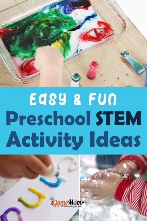 Fun STEM activities for preschool and toddler age kids. Hands on fun to spark the interest in Science Technology Engineer Math at early childhood stage. #STEMforKids #iGameMomSTEM #STEMactivities #STEMeducation #STEMforKids Easy Stem Projects, Easy Stem Activities, Kids Science Activities, Summer Stem Activities, Simple Stem Activities, Stem Preschool, Stem Activities Preschool, Fun Stem Activities, Elementary Stem Activities