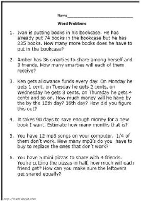 Boost Your 3rd Grader's Math Skills With These Printable Word Problems: Worksheet #1 Word Problems 3rd Grade, 3rd Grade Words, Math Story Problems, Problem Solving Worksheet, Addition Words, 3rd Grade Math Worksheets, Addition Word Problems, Subtraction Word Problems, Math Problem Solving