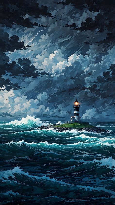 Ship At Night Painting, Lighthouse Aesthetic Wallpaper, Lighthouse Wallpaper, Scenery Photos, Dark Souls Art, Artsy Photos, Pop Art Wallpaper, Cool Wallpapers Cartoon, Learn Art