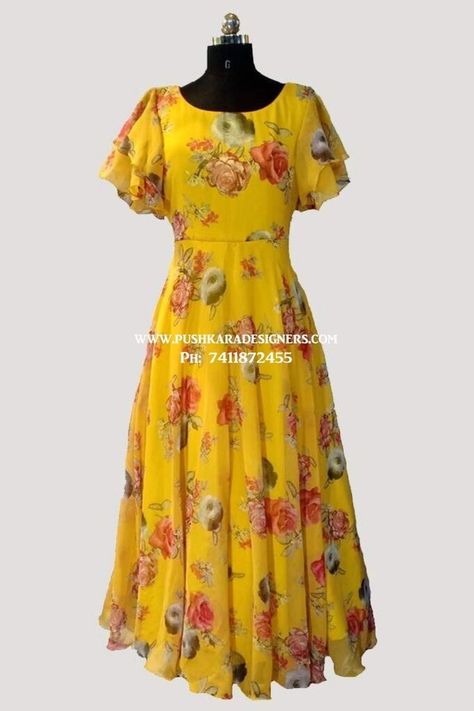 Umbrella Frock, Umbrella Sleeves, Printed Frock, Yellow Umbrella, Global Dress, Kids Designer Dresses, Indian Lehenga, Stylish Party, Fashion World