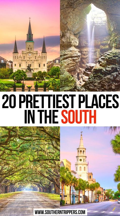 Prettiest Places in the South Pretty Places To Visit In The Us, Southeast Us Vacation Ideas, South East Road Trip Usa, Southern States Road Trip, Road Trip Southern States, Southeast Road Trip, Prettiest Places In The Us, Places To See In The United States, Top Places To Visit In The Us