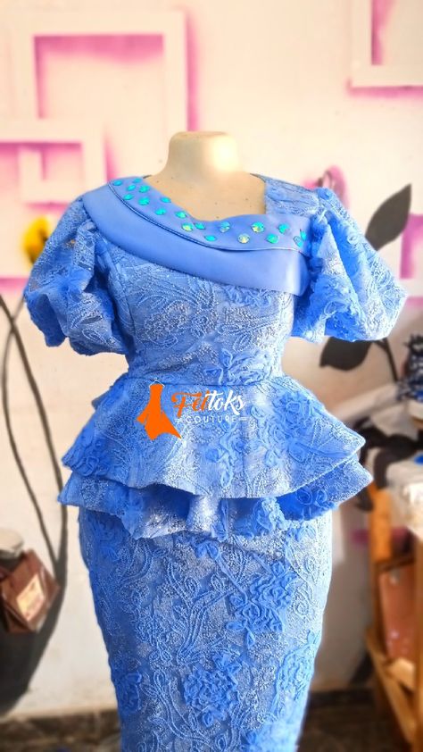 Latest Lace Styles, Lace Skirt And Blouse, Nigerian Lace Styles Dress, Nigerian Lace Styles, African Lace Styles, Traditional African Clothing, African Dresses For Kids, Best African Dresses, Short African Dresses