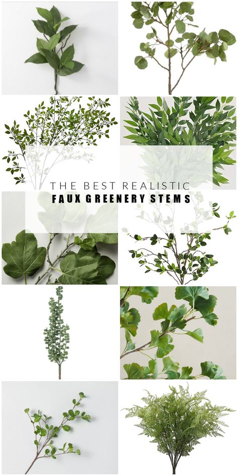 Decorate your home with the best realistic faux greenery stems! #fauxgreenery #fauxplants #fauxstems #budgetdecor #realisticgreenery #realisticplants Foliage Decor Home, How To Decorate A Plant Ledge, Fake Foliage Decor, Faux Greenery For Vase, Best Artificial Plants On Amazon, Add Greenery To Home, Best Faux Greenery Stems, Fake Greenery Decor, Tub Ledge