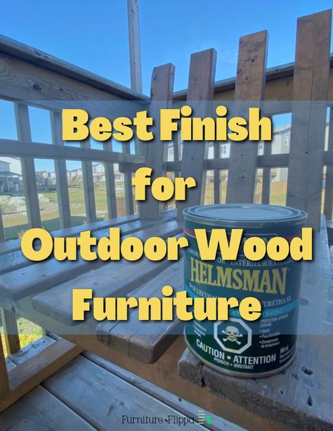 Finishing Outdoor Wood Furniture, Refinish Outdoor Wood Furniture, How To Weather Proof Wood Furniture, Staining Outdoor Furniture Wood, Painting Outdoor Wood Furniture, Deck Sealant, Outdoor Wood Table, Painting Hacks, Porch Wood