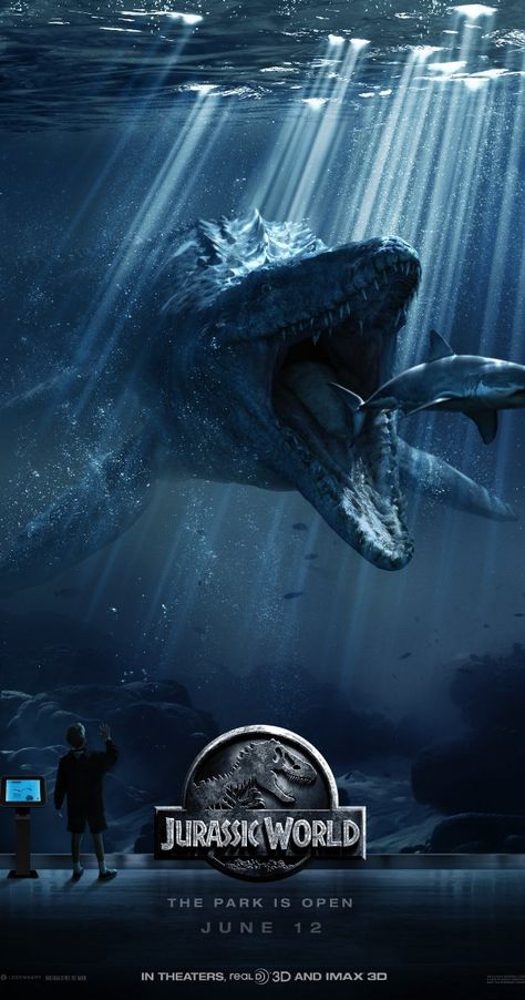 Jurassic World Movie Poster, Jurassic Park Wallpaper, Jurassic World Wallpaper, Prehistoric Mammals, Jurassic World Movie, Jurassic World 2015, Shark Illustration, Futurisme Retro, Dinosaur Wallpaper