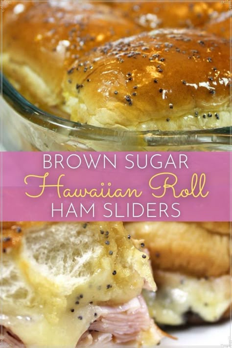 Hawaiian Bread Sliders, Ham Sliders Recipes, Hawaiian Roll Sandwiches, Sliders Recipes Hawaiian Rolls, Roll Sliders, Ham Rolls, Brown Sugar Ham, Ham Cheese Sliders, Ham Sliders