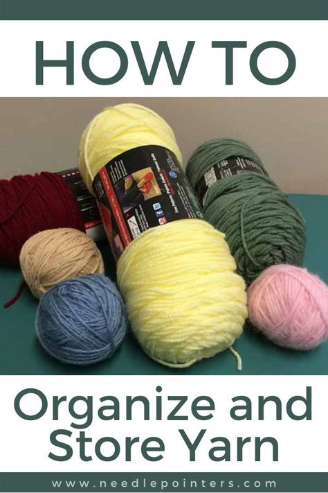 If you are a knitting enthusiast, an avid crocheter, a weaving fan, or a general craft lover, you probably have a stash of yarn. How to store the yarn stash to keep it in good shape and organized so colorful hanks, skeins and balls of yarn can be found at a glance and accessible can be a challenge. Ideas For Yarn Storage, How To Store Yarn Ideas, How To Organize Yarn Stash, How To Store Yarn How To Organize, Yarn Ball Storage, Organizing Yarn Ideas, Yarn Storage Diy, Organize Yarn Storage, Diy Yarn Storage Ideas Small Spaces