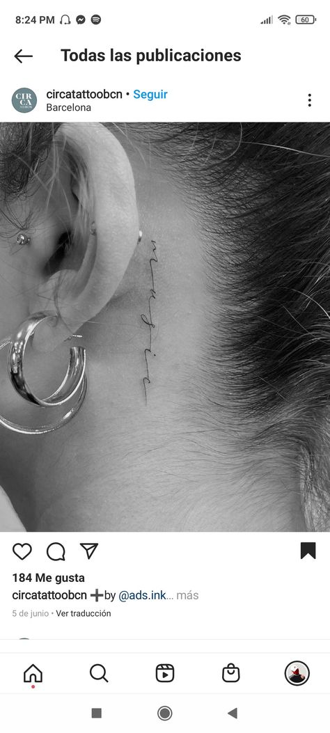 Amor Tattoo Behind Ear, Tattoo Name Behind Ear, Bali Tattoo, Rare Tattoos, Behind Ear Tattoos, Tattoo Placements, Ear Tattoos, Neck Tattoos Women, Writing Tattoos