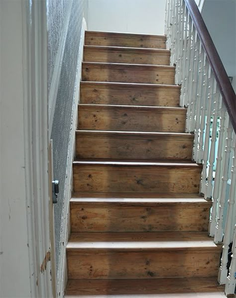 How To Paint, Oil Or Varnish A Victorian Staircase — Alice de Araujo Dark Wooden Stairs, Wood And White Staircase, Indoor Stairs Ideas, Sanding Stairs, Edwardian Staircase, Victorian Stairs, Wood Floor Restoration, Victorian Staircase, Staircase Spindles