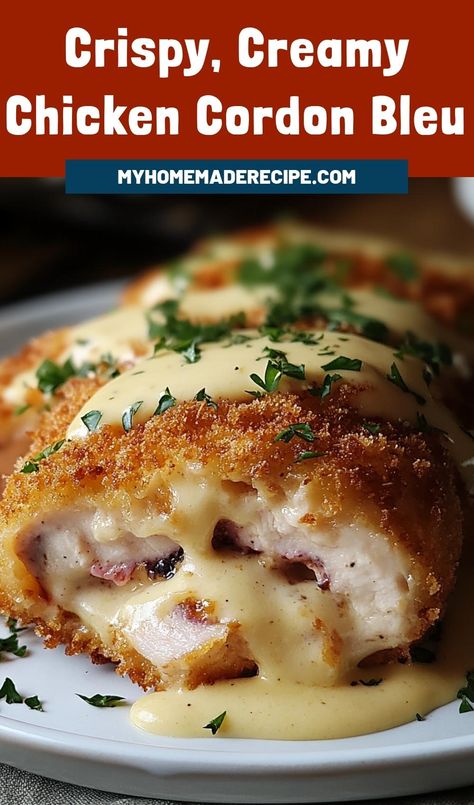 Crispy Chicken Cordon Bleu, Cordon Bleu Chicken Sauce, Chicken Cordon Bleu Easy Recipe, How To Make Chicken Cordon Bleu, Dijon Sauce For Chicken Cordon Bleu, Chicken Cordon Bleu Recipes Baked, Easy Chicken Cordon Bleu Recipe, Cordon Blue Casseroles, Sauce For Chicken Cordon Bleu