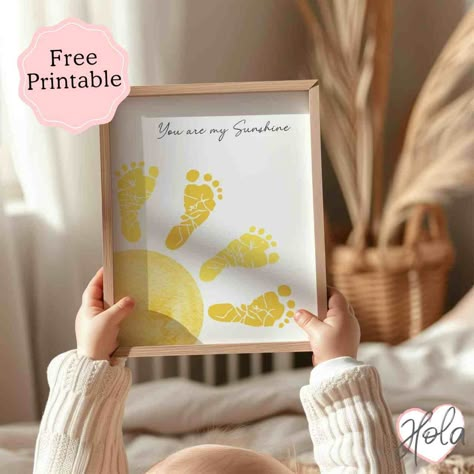 Easy Handprint & Footprint Crafts (With Instructions) Footprint Crafts For Grandma, Baby Feet Fall Craft, 6 Month Footprint Art, Newborn Hand And Foot Prints, Newborn Canvas Ideas Wall Art, 4 Month Old Crafts, Newborn Feet Crafts, Diy Baby Gifts For Grandparents, Footprint And Handprint Art