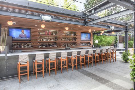 Sports Bar Exterior Design, Outdoor Bar Restaurant Design Patio, Sports Bar Patio Ideas, Outdoor Club Design, Backyard Sports Bar, Outdoor Bar Restaurant Design, Outdoor Sports Bar Ideas, Outdoor Commercial Bar, Outdoor Bar Ideas Modern