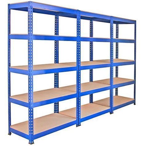 3 x 90cm Blue Shed Utility Greenhouse Storage Racks Garage Shelving Bays 1400kg Capacity Free Mallet Shop Shelving Ideas, Storage Shelves Garage, Shelves Garage, Heavy Duty Storage Shelves, Garage Racking, Garage Shelving Units, Shop Shelving, Metal Storage Shelves, Garage Storage Shelves