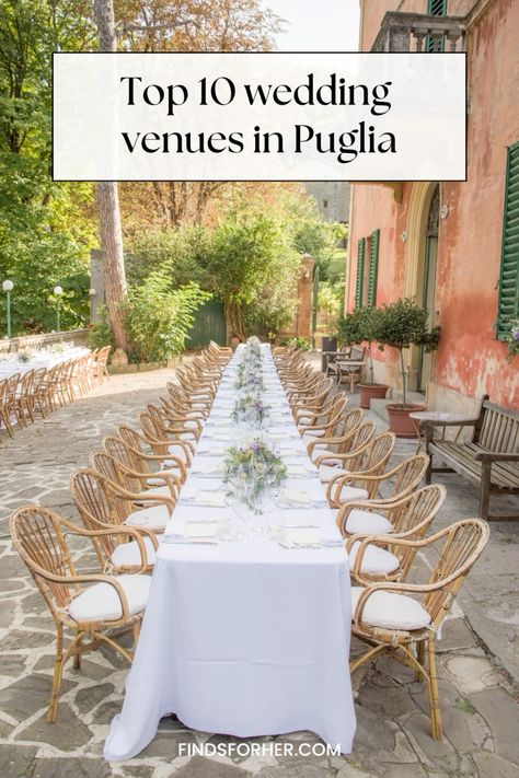 Puglia is an ideal wedding destination for you. Discover our list of the 10 most gorgoues wedding venues in Puglia, Italy. Journey to the South of Italy for your dream wedding, surrounded by olive groves, stunning Mediterranean sea views, and charming white stone walls - it’s the most enchanting wedding location in Italy Wedding Venues In Italy, Wedding Venues Italy, Gorgeous Wedding Venues, Puglia Wedding, Sweet Table Wedding, Italian Wedding Venues, Weddings In Greece, Wedding Pool Party, Global Wedding