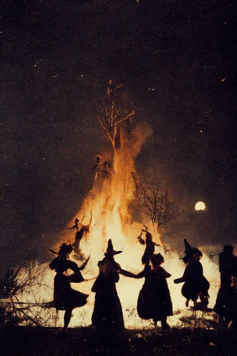 Witches Are People Too, The Near Witch Aesthetic, Dark Witches Aesthetic, Witch Coven Pictures, Witches Around Fire, Coven Witch Aesthetic, 1600s Witch Aesthetic, Witch Familiar Aesthetic, Dark Fantasy Witch Aesthetic