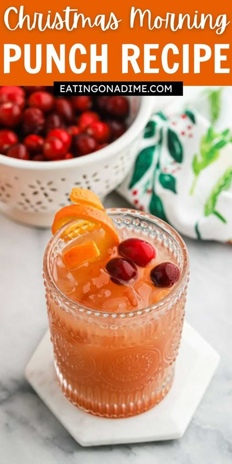 Breakfast Punch Recipe, Christmas Breakfast Drinks, Breakfast Alcoholic Drinks, Breakfast Punch, Holiday Drink Ideas, Cookie Swap Ideas, Christmas Morning Punch, Santa Breakfast, Thanksgiving Punch