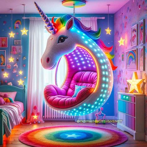 Unicorn Bedroom Ideas, Unicorn Kids Room, Amazing Bedroom Designs, Unicorn Bedroom, Dream Bedroom Inspiration, Kids Toys For Boys, Pink Wallpaper Girly, Talk Shows, Kids Bedroom Inspiration