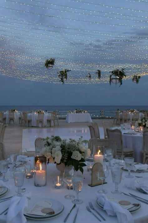 Beach Venue Wedding Receptions, Outdoor Beach Wedding Reception, Outdoor Beach Wedding, Elegant Beach Wedding, Romantic Centerpieces, Dream Marriage, Dream Wedding Reception, Dream Beach Wedding, Beach Wedding Reception