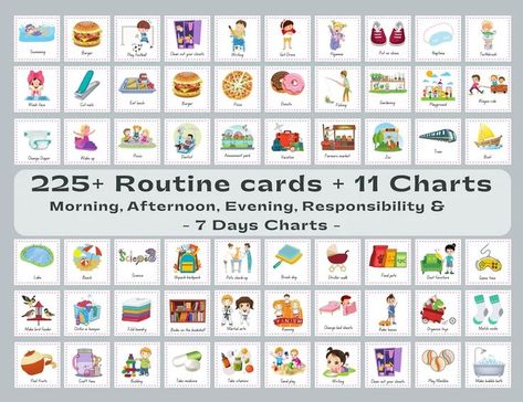 Bedtime Routine Chore Chart, Daily Routine Chart, Toddler Daily Routine Printable Cards, Toddler Daily Routine, Daily Rhythm Cards, Daily Routine Printable, Routine Board, Daily Rhythm, Daily Routine Chart, Family Organization, Routine Printable, Routine Cards