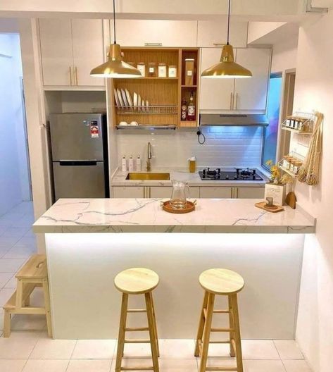 Model Dapur, Tiny Kitchen Design, Kitchen Design Small Space, Bar Mini, Desain Pantry, Small Apartment Interior, Minimalist Kitchen Design, Small Kitchen Decor, Mini Kitchen