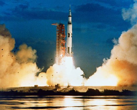 The Apollo 4 mission lifted off on time at 7:00 a.m. EST on Nov. 9, 1967. The launch created one of the loudest-ever human-made sounds, rattling windows at the Launch Control Center and Press Site three miles away. The flight was a major milestone in NASA's efforts to land humans on the Moon. Credits: NASA Roket Air, Apollo Spacecraft, Nasa Moon, Apollo Space Program, Space Launch System, Saturn V, Apollo Program, Tony Goldwyn, Space Launch