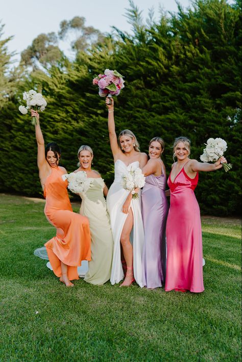 Pastel Bridesmaids, Spring Bridesmaid Dresses, Pastel Bridesmaid Dresses, Summer Bridesmaids, Summer Bridesmaid Dresses, Spring Summer Wedding, Hey Babe, Bridesmaid Inspiration, Mismatched Bridesmaids