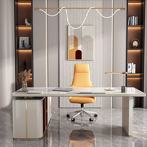 Luxury office desk Premium Office Interior, Office Table Back Wall Design, Manger Office Design, Office Back Wall Design Interiors, Wall Design For Office, Law Office Design Interiors, Office Back Wall, Office Back Wall Design, Interior Office Design Ideas