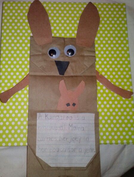 A kangaroo is a marsupial. The mama carries her joey in her pouch for a year. [Paper Bag Craft] Does A Kangaroo Have A Mother Too Craft, Kangaroo Art Preschool, Preschool Kangaroo Craft, Kangaroo Crafts For Preschoolers, Kangaroo Art For Kids, Mammal Crafts For Preschool, Kangaroo Crafts For Toddlers, Does A Kangaroo Have A Mother Activities, Kangaroo Craft Preschool