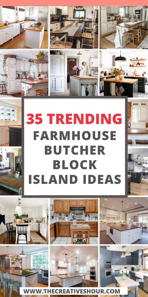 Discover how a farmhouse butcher block island can enhance your modern kitchen's aesthetics and functionality. Dive into tips on integrating a sink in your island, pairing with sage green kitchen cabinets, and creating the perfect DIY island setup. Kitchen Paint Colors With Butcher Block, Cabinet Colors That Go With Butcher Block, Butcher Block Island With Sink, Farmhouse Butcher Block Island, Green Kitchen Cabinets Butcher Block, White Kitchen With Butcher Block Island, Diy Butcher Block Island, Kitchen With Butcher Block Island, Kitchen Island Butcher Block