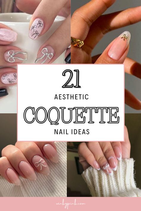 21 COQUETTE NAIL IDEAS THAT YOU ARE GOING TO LOVE | nail ideas and nail inspo | Cottage core Coquette Aesthetic | Bow Nail Inspiration | Feminine Nails | Pink Nails Nail Inspo Trendy Valentines, Trendy Pink Nail Designs, Simple Nail Design Coffin, Nails To Match Any Outfit, Nude Nails With Bow Design, Classy Everyday Nails, Light Pink With Bow Nails, Nail Designs French Tip With Bow, Valentines Nails Classy Simple