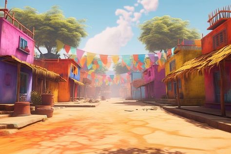 Village Indian, Cartoon Street, Village Background, Street Background, Discord Channels, Indian Street, Festival Background, Indian Village, 3d Rendering