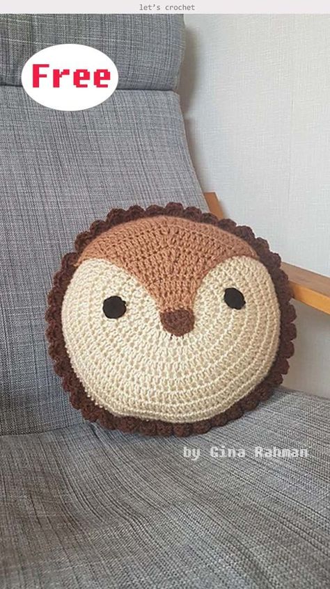 Crochet Hedgehog Animal Pillow for kids Free Pattern #freecrochetpatterns  #crochetpillow  #cushions Animal Pillows Pattern, Crochet Hedgehog, Animal Cushions, Crochet Cushion, Crochet Cushion Cover, Crochet Pillow Pattern, Animal Pillow, Crochet Pillows, Crochet Mittens