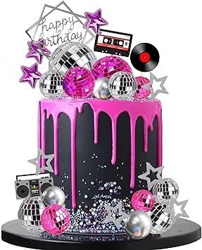 Amazon.com: DRWATE 32 PCS Disco Ball Cake Toppers Disco Ball Birthday Party Decorations for 70s 80s Disco Themed Dance Party Supplies (Pink) : Grocery & Gourmet Food Pink Disco Cake, Disco Ball Cake, Sweet 13, Neon Disco, Disco Cake, Party Birthday Cake, Dance Cakes, 18th Birthday Party Themes, Ryan Miller