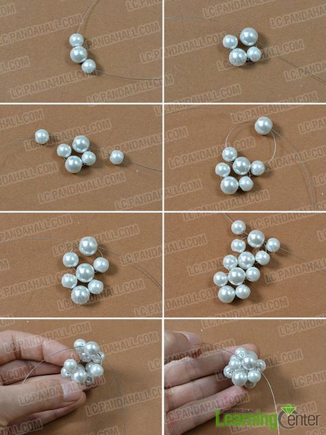 Instructions on How to Make Personalized Ball Keychains with White Pearl Beads - Pandahall.com Keychain Beads Ideas, Pearl Keychain, Personalized Keychains, Bracelets Handmade Diy, Beaded Jewelry Tutorials, Beaded Jewelry Designs, Handmade Wire Jewelry, Handmade Jewelry Diy, Beaded Jewelry Patterns