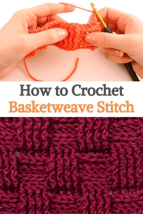 Crochet Basketweave Stitch Tutorial, Light Crochet Stitch, Crochet Stitches For Thick Yarn, Textured Crochet Stitches Free, Thick Crochet Stitch, Basketweave Crochet, Textured Crochet Stitches, Basket Weave Crochet, Beginning Crochet