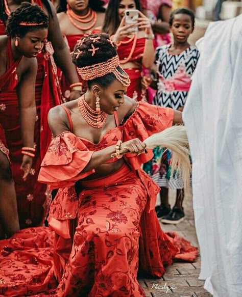 Bride In Beautiful Igbo Traditional Wedding Attire With Coral Beads | Clipkulture | Clipkulture Igbo Traditional Wedding Attire, Igbo Culture, Nigerian Wedding Dresses Traditional, Nigerian Wedding Dresses, Wedding Dresses Traditional, Igbo Traditional Wedding, Igbo Bride, Nigerian Wedding Dress, Nigerian Traditional Wedding